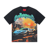 Black Street Vintage Washed T-Shirt (Crafted Print) 1002