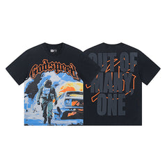 Black Street Vintage Washed T-Shirt (Crafted Print) 1006