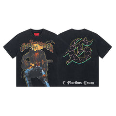 Black Street Vintage Washed T-Shirt (Crafted Print) 1008