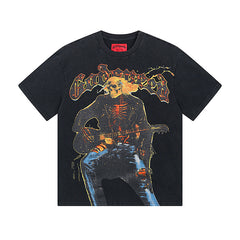 Black Street Vintage Washed T-Shirt (Crafted Print) 1008