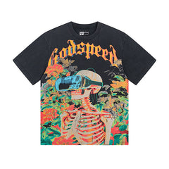 Black Street Vintage Washed T-Shirt (Crafted Print) 1009
