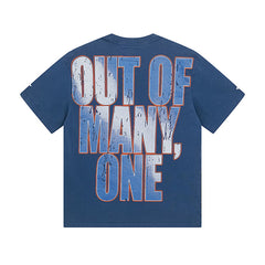 Blue & Black Street Vintage Washed T-Shirt (Crafted Print) 1010