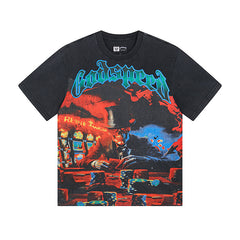 Black Street Vintage Washed T-Shirt (Crafted Print) 1013