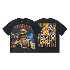 Black Street Vintage Washed T-Shirt (Crafted Print) 1016