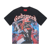 Black & Blue Street Vintage Washed T-Shirt (Crafted Print) 1017
