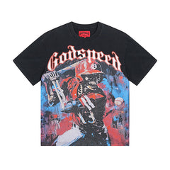 Black & Blue Street Vintage Washed T-Shirt (Crafted Print) 1017