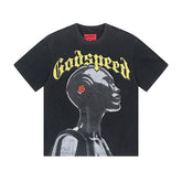 Black Street Vintage Washed T-Shirt (Crafted Print) 1021