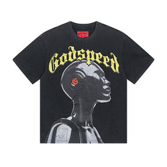 Black Street Vintage Washed T-Shirt (Crafted Print) 1021