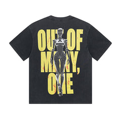 Black Street Vintage Washed T-Shirt (Crafted Print) 1021