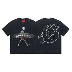 Black Street Vintage Washed T-Shirt (Crafted Print) 1025