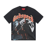 Black Street Vintage Washed T-Shirt (Crafted Print) 1033