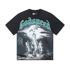 Black Street Vintage Washed T-Shirt (Crafted Print) 1038