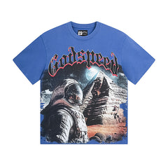 Black & Blue Street Vintage Washed T-Shirt (Crafted Print) 1050