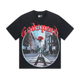 Black Street Vintage Washed T-Shirt (Crafted Print) 1051