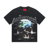 Black Street Vintage Washed T-Shirt (Crafted Print) 1053