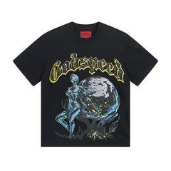 Black Street Vintage Washed T-Shirt (Crafted Print) 1055