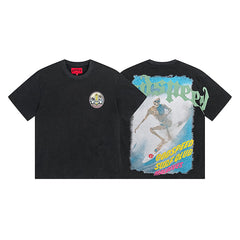 Black Street Vintage Washed T-Shirt (Crafted Print) 1056