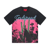 Black Street Vintage Washed T-Shirt (Crafted Print) 1058