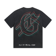 Black Street Vintage Washed T-Shirt (Crafted Print) 1060