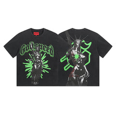 Black Street Vintage Washed T-Shirt (Crafted Print) 1061