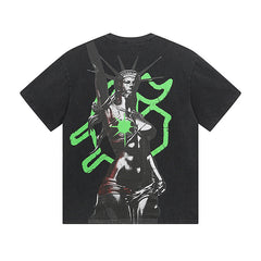 Black Street Vintage Washed T-Shirt (Crafted Print) 1061