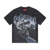 Black Street Vintage Washed T-Shirt (Crafted Print) 1065