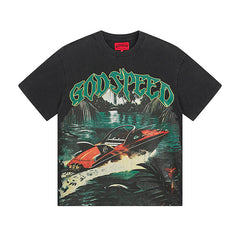 Black Street Vintage Washed T-Shirt (Crafted Print) 1067