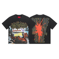 Black Street Vintage Washed T-Shirt (Crafted Print) 1071