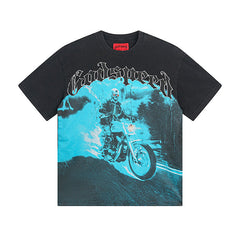 Black Street Vintage Washed T-Shirt (Crafted Print) 1073