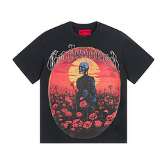 Black Street Vintage Washed T-Shirt (Crafted Print) 1077