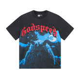 Black Street Vintage Washed T-Shirt (Crafted Print) 1085