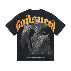 Black Street Vintage Washed T-Shirt (Crafted Print) 1091