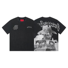 Black Street Vintage Washed T-Shirt (Crafted Print) 1092