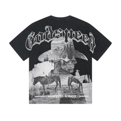 Black Street Vintage Washed T-Shirt (Crafted Print) 1092