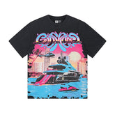 Black Street Vintage Washed T-Shirt (Crafted Print) 1109