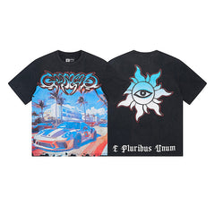 Black Street Vintage Washed T-Shirt (Crafted Print) 1113