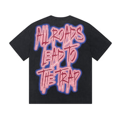 Black Street Vintage Washed T-Shirt (Crafted Print) 1115