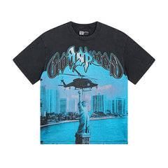 Black Street Vintage Washed T-Shirt (Crafted Print) 1116