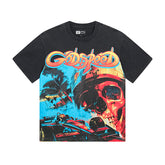 Black Street Vintage Washed T-Shirt (Crafted Print) 1121