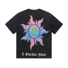 Black & Blue Street Vintage Washed T-Shirt (Crafted Print) 1125
