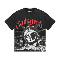 Black Street Vintage Washed T-Shirt (Crafted Print) 1127