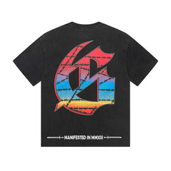 Black Street Vintage Washed T-Shirt (Crafted Print) 1128