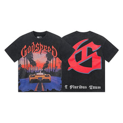 Black Street Vintage Washed T-Shirt (Crafted Print) 1129
