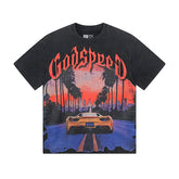 Black Street Vintage Washed T-Shirt (Crafted Print) 1129