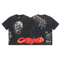 Black Street Vintage Washed T-Shirt (Crafted Print) 1132