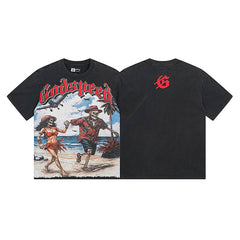 Black Street Vintage Washed T-Shirt (Crafted Print) 1152