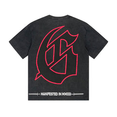 Black Street Vintage Washed T-Shirt (Crafted Print) 1165