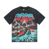 Black Street Vintage Washed T-Shirt (Crafted Print) 1166