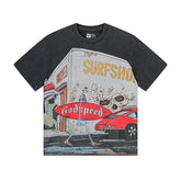 Men’s Black Street Vintage Washed T-Shirt (Crafted Print) 1167