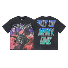 Men’s Black Street Vintage Washed T-Shirt (Crafted Print) 1168